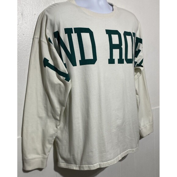 LAND ROVER Pacsun T Shirt Size M Long Sleeve Cream Green Spellout Casual Top - Picture 3 of 10